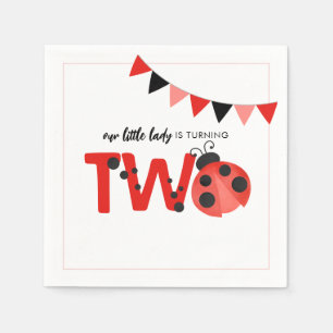 Serviette En Papier Notre Petite Dame a Deux Ans Ladybug
