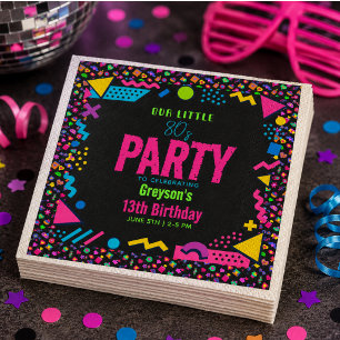 Serviette En Papier notre petite fête d'anniversaire Rétro Néon 80