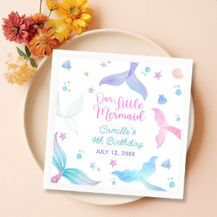 Serviette En Papier Notre petite fille de sirène fête de 4e anniversai