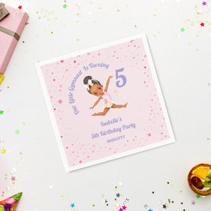 Serviette En Papier Notre Petite Gymnaste Fait 5 Anniversaires Roses