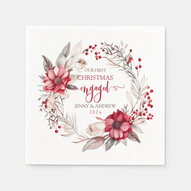 Serviette En Papier Notre première couronne de Noël (Devant)