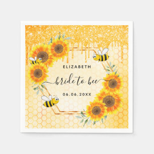 Serviette En Papier Nounou abeille doré paillettes tournesols enterrem
