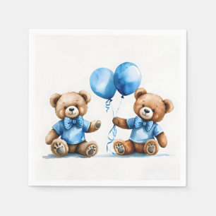 Serviette En Papier Nounours Bébé Garçon Avec Ballons
