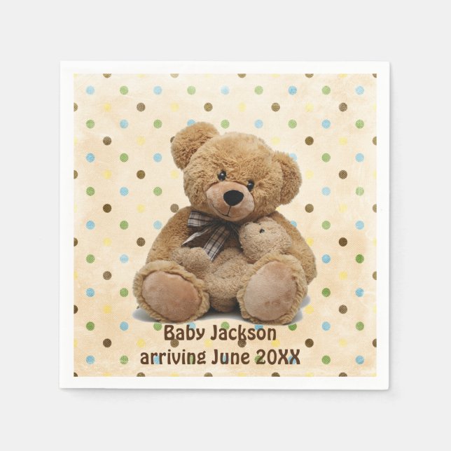 Serviette En Papier Nounours Brown en Pois (Devant)