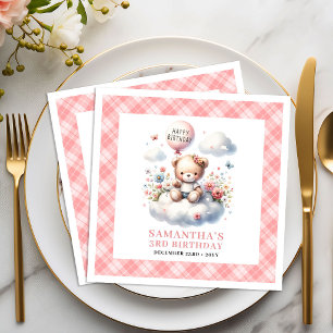 Serviette En Papier Nounours chéri ballon flush floral anniversaire