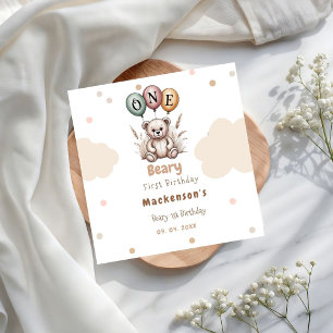 Serviette En Papier Nounours Premier Garçon Ballon Ourson 1er Annivers