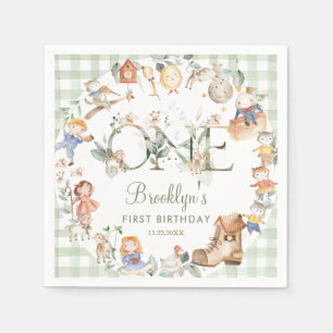 Serviette En Papier Nourriture chic verte rime 1er anniversaire Neutre
