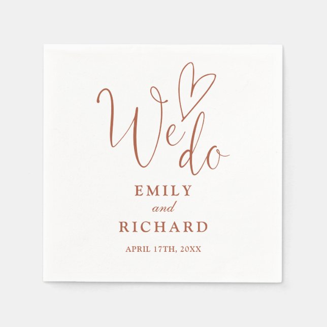 Serviette En Papier Nous Faisons Script Love Coeur Mariage Terracotta (Devant)