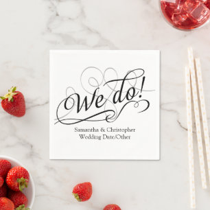 Serviette En Papier Nous le faisons, Mariage blanc Swirl personnalisé
