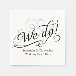 Serviette En Papier Nous le faisons, Mariage blanc Swirl personnalisé 