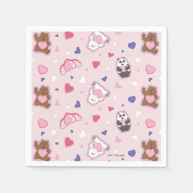 Serviette En Papier Nous les ours nus - Valentine Hearts Motif (Devant)