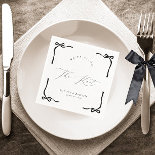 Serviette En Papier Nous nouons le noeud Black Bow Engagement Party
