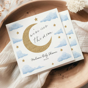 Serviette En Papier Nous sommes au-dessus de la lune Bleue Baby Shower