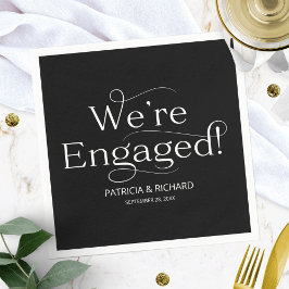 Serviette En Papier Nous sommes Engaged Engagement Party Black
