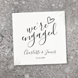 Serviette En Papier Nous sommes Engaged Engagement Party Noir et Blanc