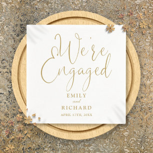 Serviette En Papier Nous sommes engagés Gold Script Engagement Party