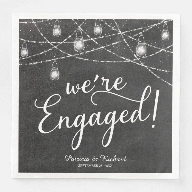 Serviette En Papier Nous sommes engagés Rustic Engagement Party Chalk (Devant)