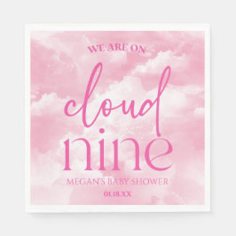 Serviette En Papier Nous Sommes Sur Cloud Neuf Baby shower Rose