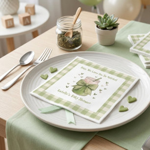Serviette En Papier Nous Vous Aimons Tellement Matcha Vert Ruban Gingh