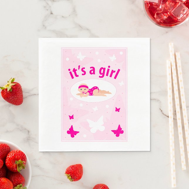 Serviette En Papier Nouveau bébé Faire-part fille (Créateur téléchargé)