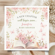 Nouveau Chapitre Baby Shower Fille Papillons Roses