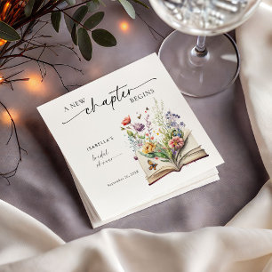 Serviette En Papier Nouveau Chapitre Commence Floral Livre Shower de M