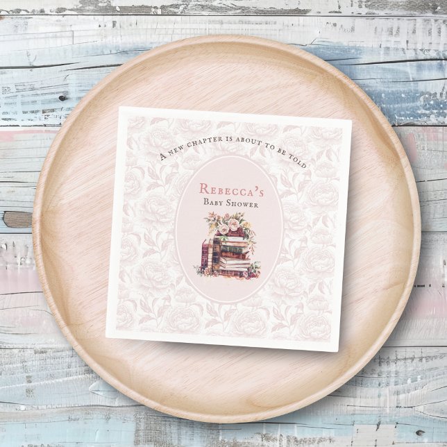Serviette En Papier Nouveau chapitre vieux livres baby shower pâle blu (Créateur téléchargé)