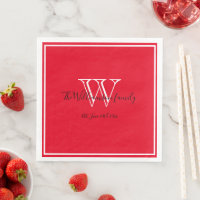 Nouveau-mariés Cadeau Chic Nom de script Rouge Mon