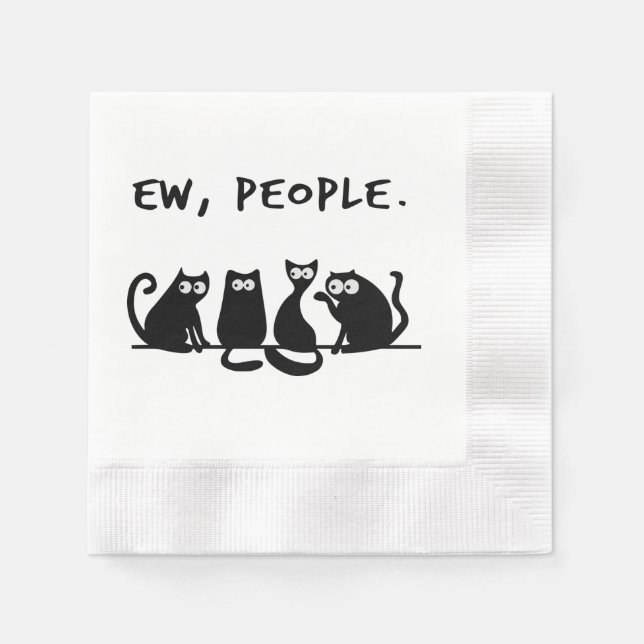 Serviette En Papier Nouveaux gens drôle Meowny Chats Noirs (Devant)