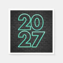 Serviette En Papier Nouvel An 2027 Néon sur Brique