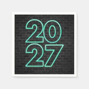 Serviette En Papier Nouvel An 2027 Néon sur Brique