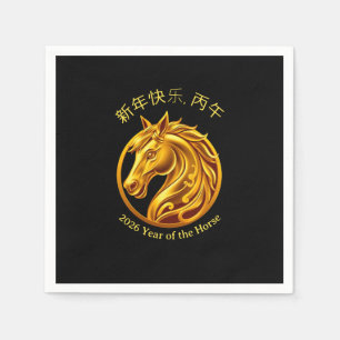 Serviette En Papier Nouvel An chinois 2026 - Cheval en or