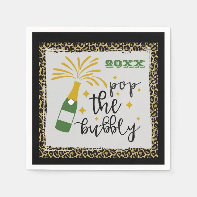 Serviette En Papier Nouvel An Soirée Pop The Bubly Champagne (Devant)
