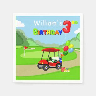 Serviette En Papier Nouvel anniversaire Red Golf Cart Boy's