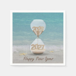 Serviette En Papier Nouvelle Année 2027 Sablier avec Étoile de Mer