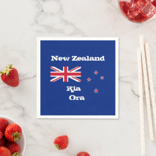 Serviette En Papier Nouvelle-Zélande, Kia Ora et drapeau de la Nouvell