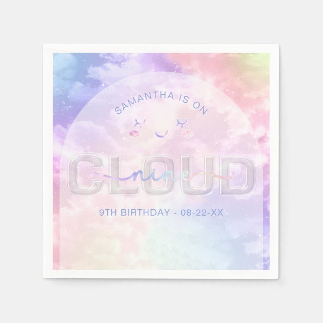 Serviette En Papier Nuage Neuf Serviettes 9e anniversaire - Kawaii Pas (Devant)