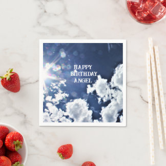 Serviette En Papier Nuages célestes "Joyeux Anniversaire" "Ange"