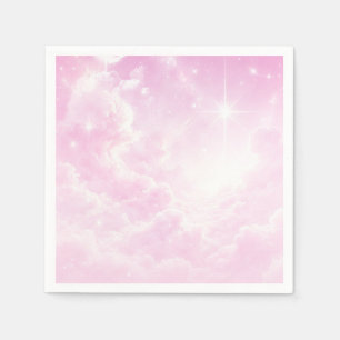 Serviette En Papier Nuages de barbe à papa rose Ciel étoilé Fête d'ann
