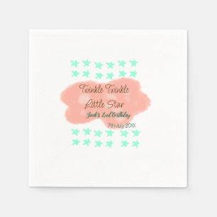 Serviette En Papier Nuages orange scintillant petites étoiles vert