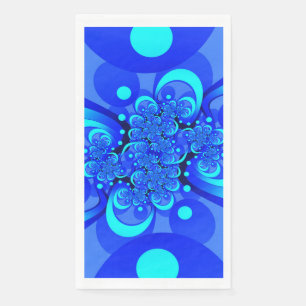 Serviette En Papier Nuances de bleu moderne art fractal Abstrait