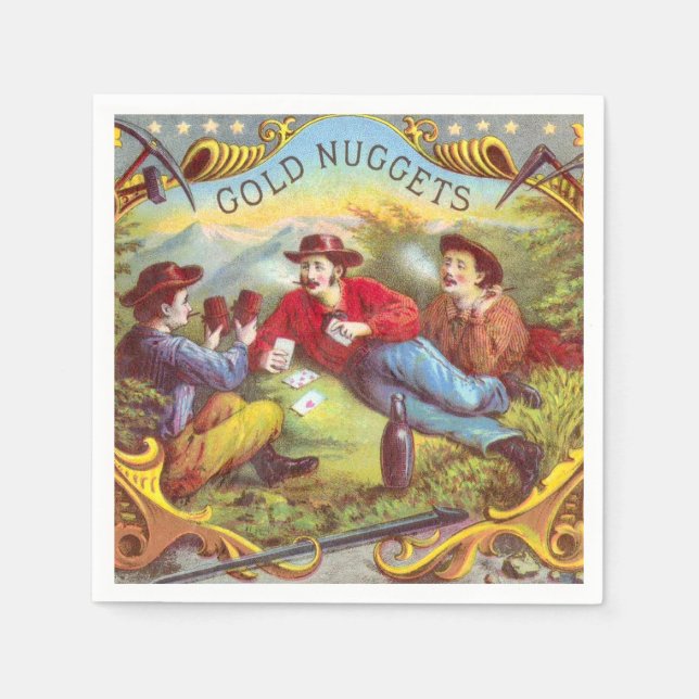 Serviette En Papier Nuggets d'or Antique Étiquette Cigar (Devant)