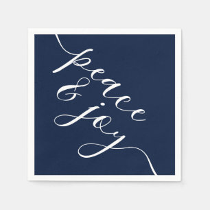 Serviette En Papier Nuit Bleue Moderne, Paix Et Joie Noël