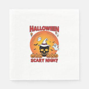 Serviette En Papier Nuit effrayante d'Halloween Crâne Chapeau de sorci