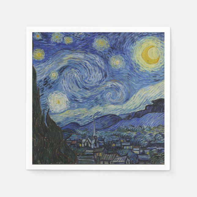 Serviette En Papier "Nuit étoilée" par Van Gogh (Devant)