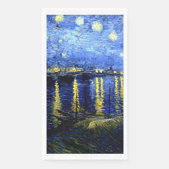 Serviette En Papier Nuit étoilée sur le Rhône (Devant)
