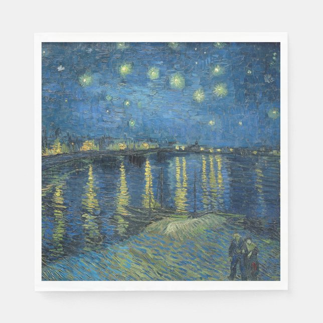Serviette En Papier Nuit étoilée sur le Rhône (par van Gogh) (Devant)