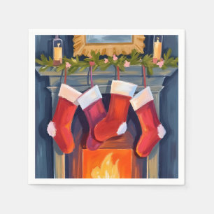 Serviette En Papier Nuit Sainte Guirlande de Noël Aquarelle