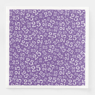 Serviette En Papier Numéro aléatoire 25e âge Motif violet/blanc
