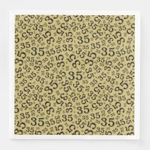Serviette En Papier Numéro aléatoire 35e âge Motif Noir/Or